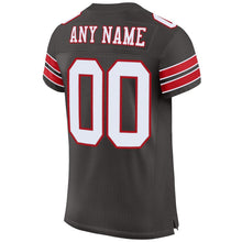 Load image into Gallery viewer, Custom Pewter White-Red Mesh Authentic Football Jersey
