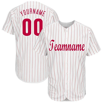 Custom Stitched Red Pinstripe Baseball Jerseys Women's Men's Youth