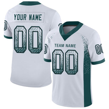 Custom White Midnight Green-Black Mesh Drift Fashion Football Jersey