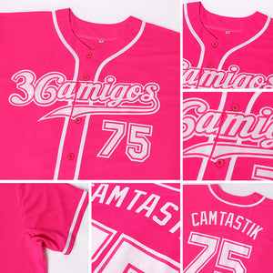 Custom Pink White Authentic Baseball Jersey