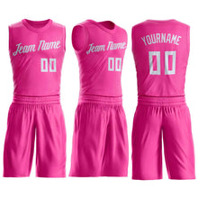 Laden Sie das Bild in den Galerie-Viewer, Custom Pink White Round Neck Suit Basketball Jersey
