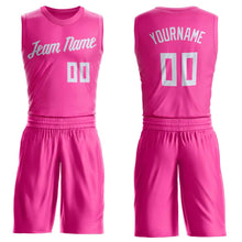 Load image into Gallery viewer, Custom Pink White Round Neck Suit Basketball Jersey
