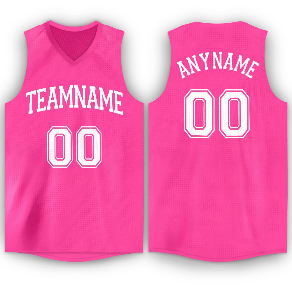 Custom Pink White V-Neck Basketball Jersey – CustomJerseysPro