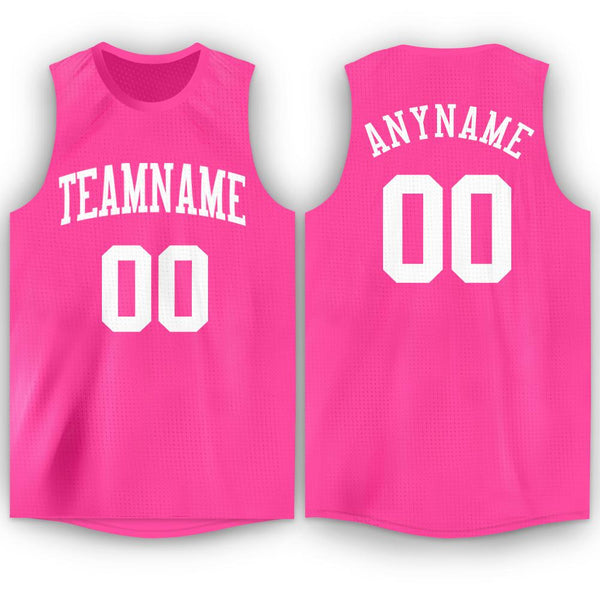 Cheap Custom Pink White Round Neck Sublimation Basketball Suit Jersey Free  Shipping – CustomJerseysPro