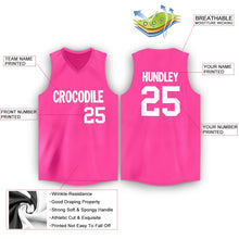 Load image into Gallery viewer, Custom Pink White V-Neck Basketball Jersey
