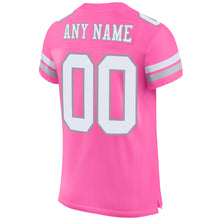 Load image into Gallery viewer, Custom Pink White-Light Gray Mesh Authentic Football Jersey
