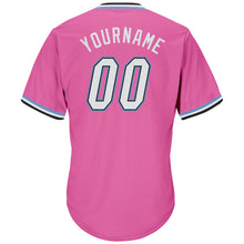 Load image into Gallery viewer, Custom Pink White-Light Blue Authentic Throwback Rib-Knit Baseball Jersey Shirt
