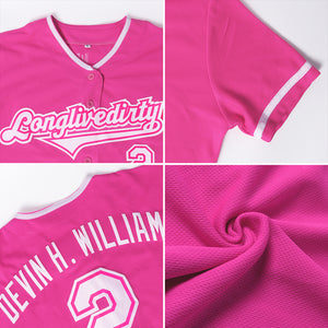 Custom Pink White Authentic Baseball Jersey