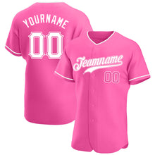 Laden Sie das Bild in den Galerie-Viewer, Custom Pink White Authentic Baseball Jersey
