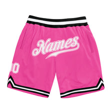 Laden Sie das Bild in den Galerie-Viewer, Custom Pink White-Black Authentic Throwback Basketball Shorts
