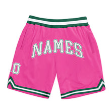 Laden Sie das Bild in den Galerie-Viewer, Custom Pink White-Kelly Green Authentic Throwback Basketball Shorts
