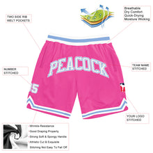 Charger l&#39;image dans la galerie, Custom Pink White-Light Blue Authentic Throwback Basketball Shorts
