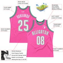 Laden Sie das Bild in den Galerie-Viewer, Custom Pink White-Kelly Green Authentic Throwback Basketball Jersey
