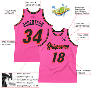 Custom Pink Black-Orange Authentic Throwback Basketball Jersey