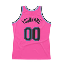 Laden Sie das Bild in den Galerie-Viewer, Custom Pink Black-Light Blue Authentic Throwback Basketball Jersey
