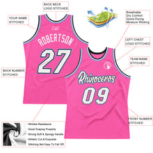 Laden Sie das Bild in den Galerie-Viewer, Custom Pink White-Light Blue Authentic Throwback Basketball Jersey

