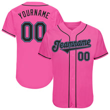 Laden Sie das Bild in den Galerie-Viewer, Custom Pink Black-Light Blue Authentic Baseball Jersey
