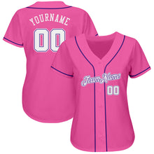 Load image into Gallery viewer, Custom Pink White-Purple Authentic Baseball Jersey
