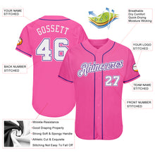 Load image into Gallery viewer, Custom Pink White-Purple Authentic Baseball Jersey
