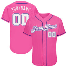 Load image into Gallery viewer, Custom Pink White-Purple Authentic Baseball Jersey
