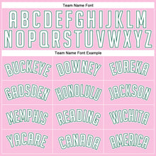 Load image into Gallery viewer, Custom Light Pink White-Kelly Green Authentic Throwback Basketball Jersey
