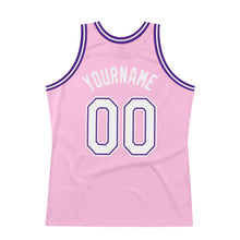 Laden Sie das Bild in den Galerie-Viewer, Custom Light Pink White-Purple Authentic Throwback Basketball Jersey
