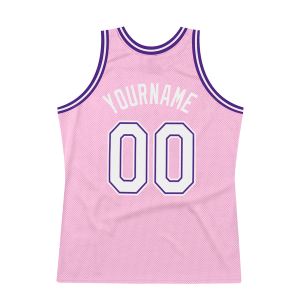 Cheap Custom Light Pink White-Purple Authentic Throwback Basketball Jersey  Free Shipping – CustomJerseysPro