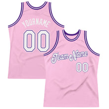 Laden Sie das Bild in den Galerie-Viewer, Custom Light Pink White-Purple Authentic Throwback Basketball Jersey
