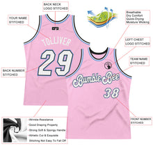 Load image into Gallery viewer, Custom Light Pink White-Light Blue Authentic Throwback Basketball Jersey
