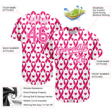 Load image into Gallery viewer, Custom Pink Pink-White 3D Pattern Design Breast Cancer Authentic Baseball Jersey
