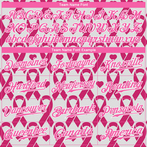 Custom Pink Pink-White 3D Pattern Design Breast Cancer Authentic Baseball Jersey