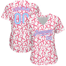 Laden Sie das Bild in den Galerie-Viewer, Custom Pink Light Blue-Pink 3D Pattern Design Breast Cancer Authentic Baseball Jersey
