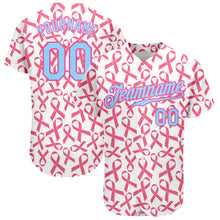 Laden Sie das Bild in den Galerie-Viewer, Custom Pink Light Blue-Pink 3D Pattern Design Breast Cancer Authentic Baseball Jersey
