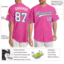 Laden Sie das Bild in den Galerie-Viewer, Custom Pink White-Light Blue Authentic Baseball Jersey
