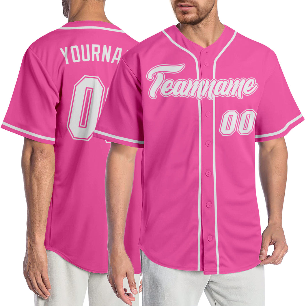 Custom Pink White Authentic Baseball Jersey