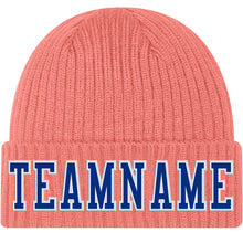 Load image into Gallery viewer, Custom Pink Royal-White Stitched Cuffed Knit Hat
