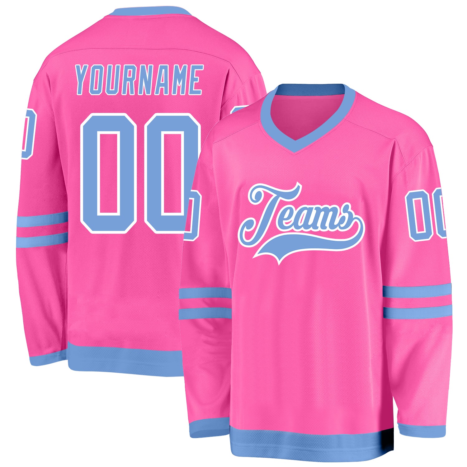 Cheap Custom Light Blue Pink-White Hockey Jersey Free Shipping