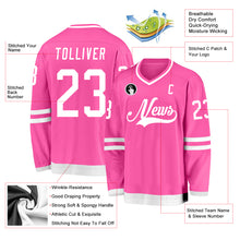 Laden Sie das Bild in den Galerie-Viewer, Custom Pink White Hockey Jersey
