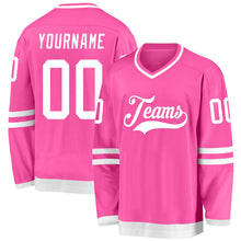 Laden Sie das Bild in den Galerie-Viewer, Custom Pink White Hockey Jersey
