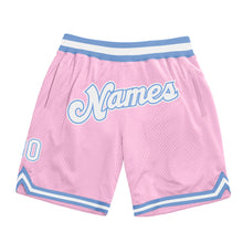 Charger l&#39;image dans la galerie, Custom Light Pink White-Light Blue Authentic Throwback Basketball Shorts
