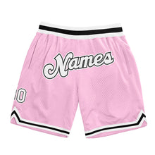 Laden Sie das Bild in den Galerie-Viewer, Custom Light Pink White-Black Authentic Throwback Basketball Shorts
