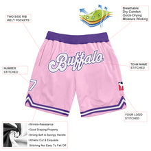 Laden Sie das Bild in den Galerie-Viewer, Custom Light Pink White-Purple Authentic Throwback Basketball Shorts
