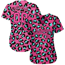 Load image into Gallery viewer, Custom Pink Pink-Black 3D Pattern Design Leopard Authentic Baseball Jersey
