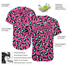 Load image into Gallery viewer, Custom Pink Pink-Black 3D Pattern Design Leopard Authentic Baseball Jersey
