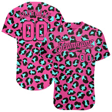 Load image into Gallery viewer, Custom Pink Pink-Black 3D Pattern Design Leopard Authentic Baseball Jersey
