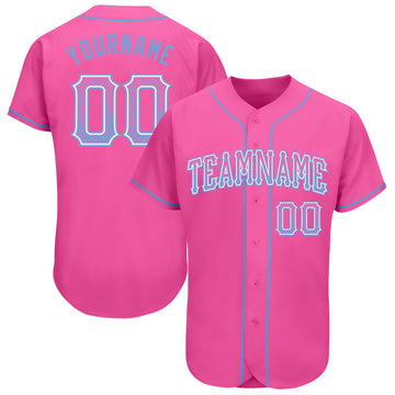 Custom Pink Light Blue-White Authentic Drift Fashion Baseball Jersey