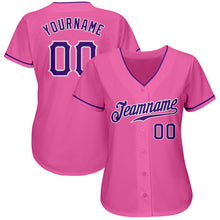 Laden Sie das Bild in den Galerie-Viewer, Custom Pink Purple-White Authentic Baseball Jersey
