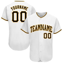 Load image into Gallery viewer, Custom White Black-Gold Baseball Jersey
