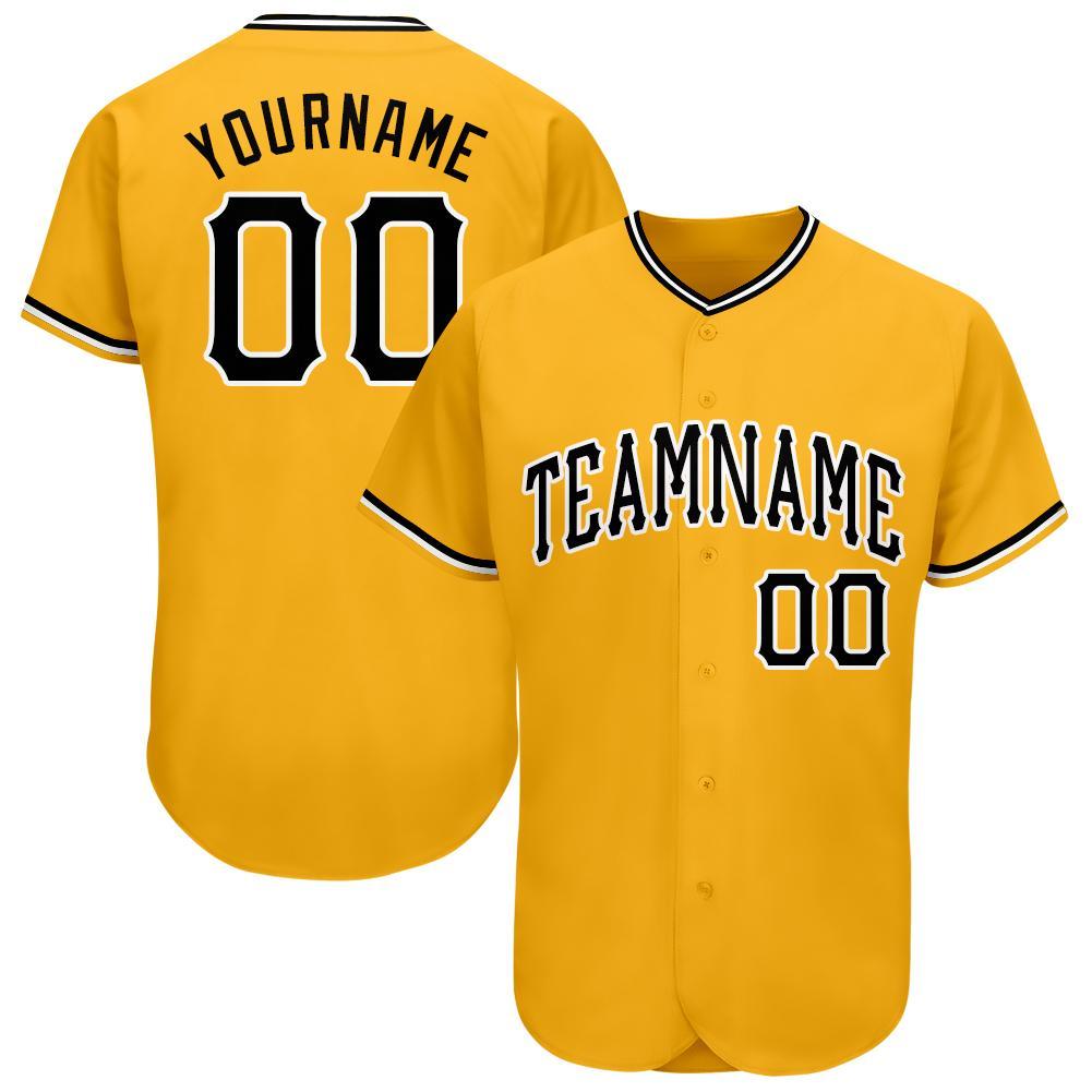 Custom Gold Black-White Baseball Jersey