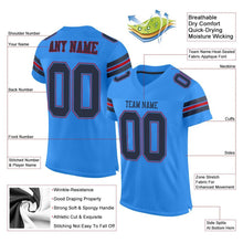 Load image into Gallery viewer, Custom Powder Blue Navy-Red Mesh Authentic Football Jersey
